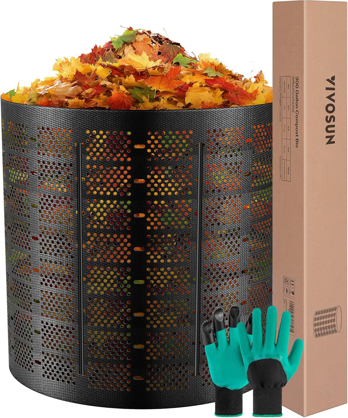 VIVOSUN 300 Gallon Outdoor Compost Bin, Expandable Composter, Easy to Setup & Large Capacity for