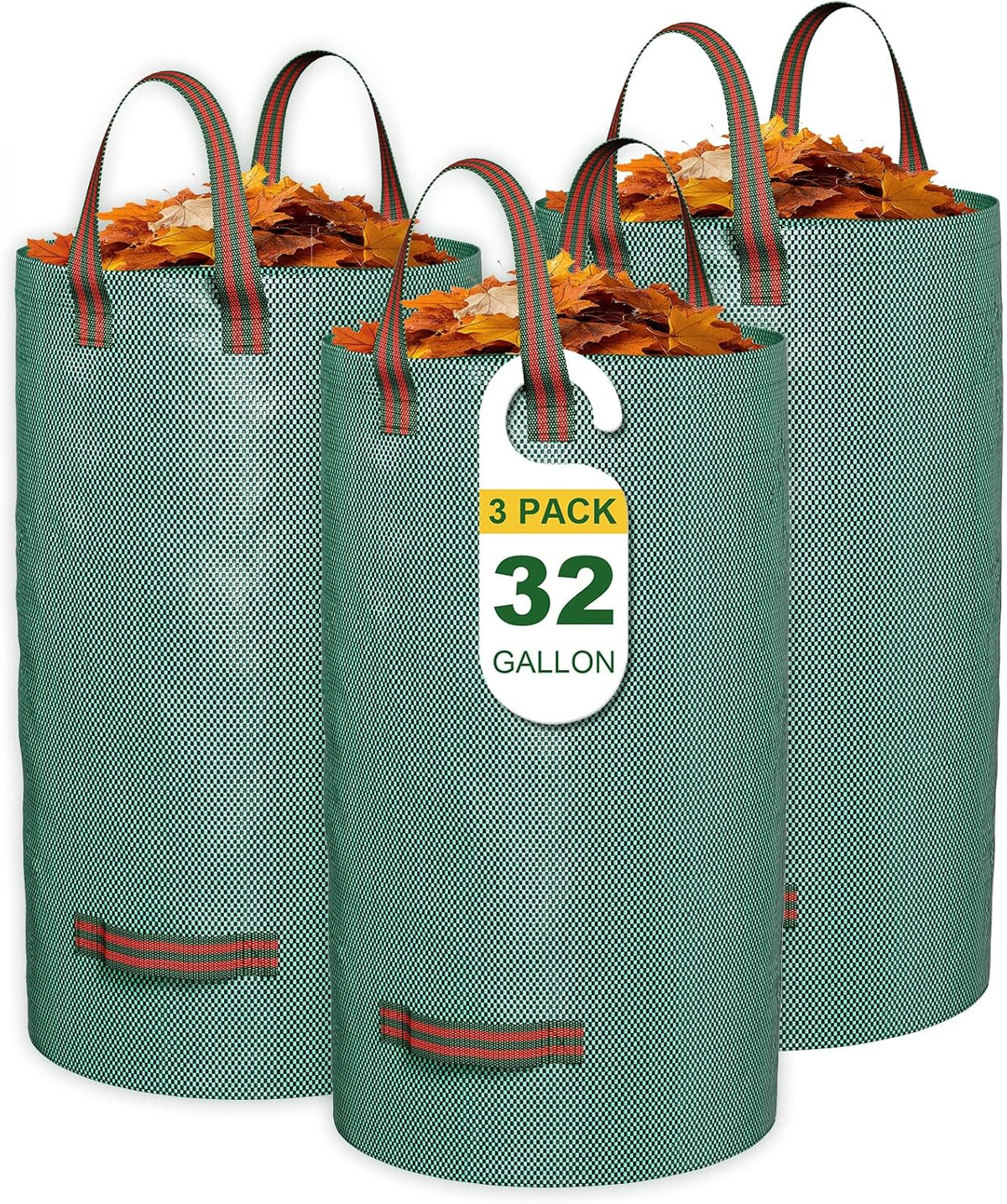 GreatBuddy 32 Gallon Reusable Yard Waste Bag, Heavy Duty, Upright Lawn Bags with 4 Reinforced