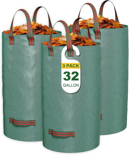 GreatBuddy 32 Gallon Reusable Yard Waste Bag, Heavy Duty, Upright Lawn Bags with 4 Reinforced
