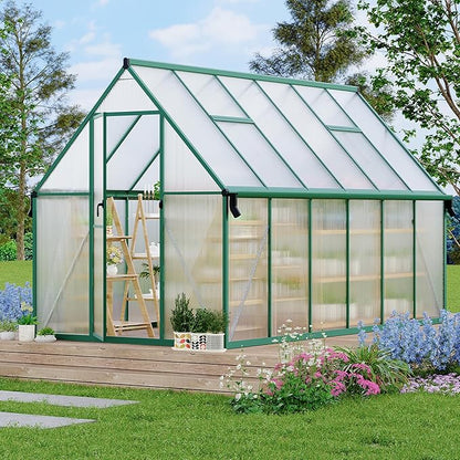 8'X12' Aluminum-Framed Polycarbonate Greenhouse, Heavy Duty Polycarbonate Greenhouse with Quick