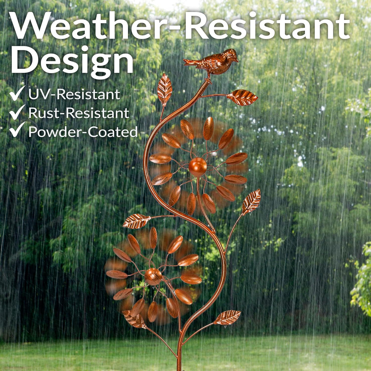Sunnydaze Twirling Twigs Large Wind Spinners Outdoor for Garden - Spinner Yard Art with 2-Point