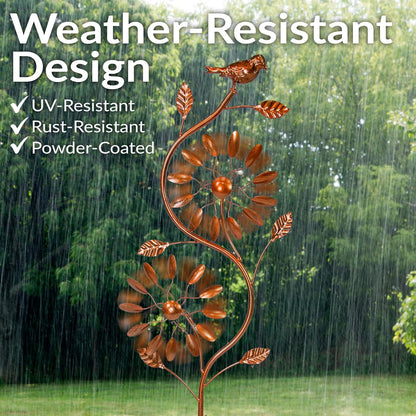 Sunnydaze Twirling Twigs Large Wind Spinners Outdoor for Garden - Spinner Yard Art with 2-Point