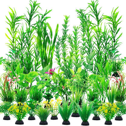 CousDUoBe 30pcs Fish Tank Accessories Aquarium Decorations Green Plants, Fish Tank Decor, Aquarium