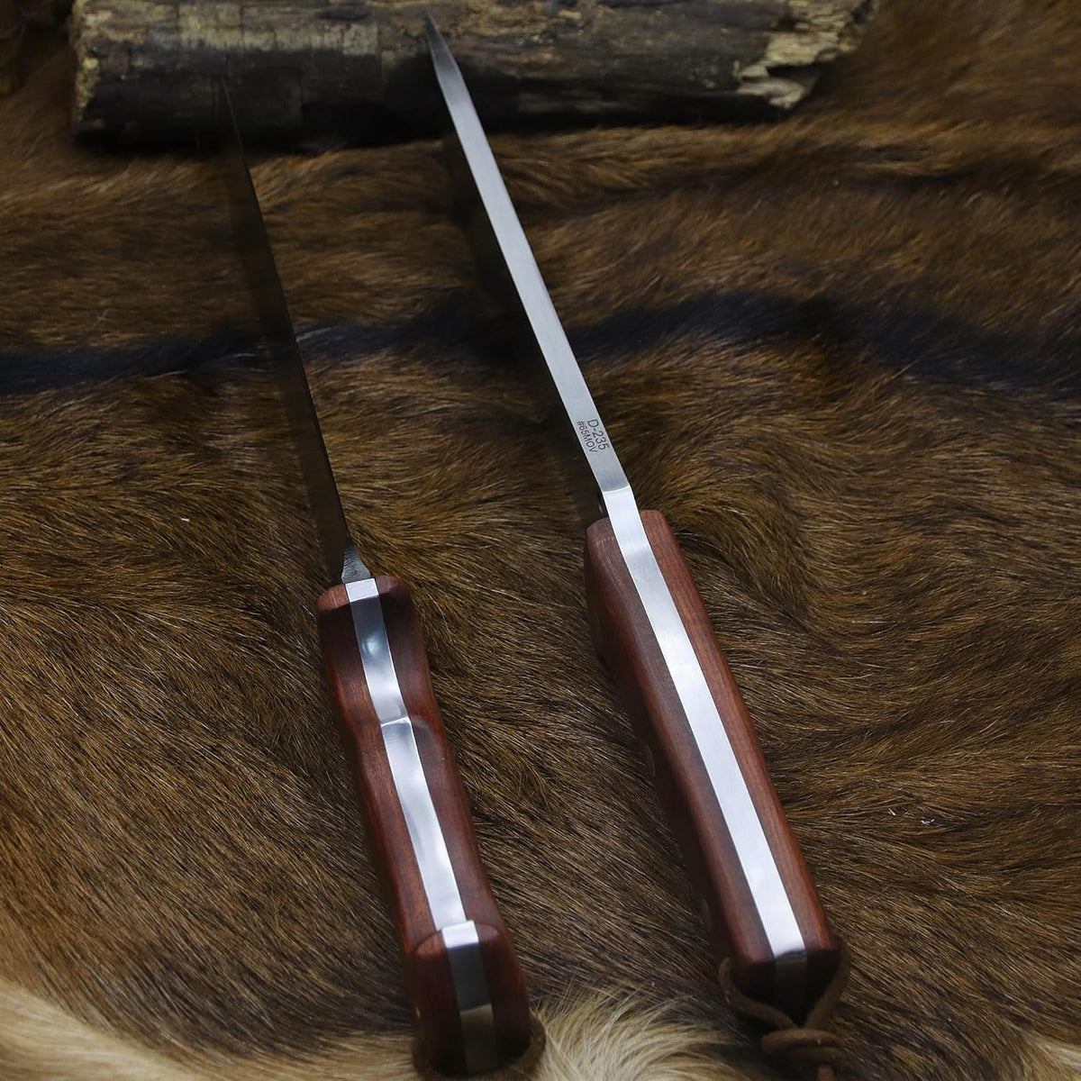 BA-KOR 14-inch full Tang 8mm thick DC53 steel-wood handle brass rivet reinforced one-piece knife +