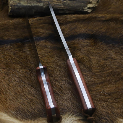 BA-KOR 14-inch full Tang 8mm thick DC53 steel-wood handle brass rivet reinforced one-piece knife +