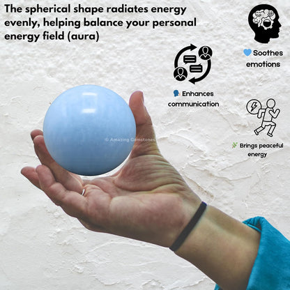 Amazing Gemstone Blue Calcite Crystal Ball with Stand - 2" Inches Crystal Sphere Meditation Balls