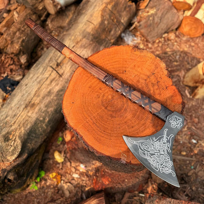 MDM-012 Custom Handmade Viking Axe Real Tomahawk Viking Hatchet Beared Camping Axe, 5160 HIGH