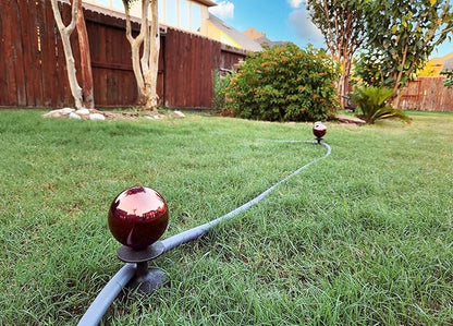 Lulu Decor, Garden Red Gazing Ball Hose Guide, Set of 2. Strong and Decorative Hose Guide that