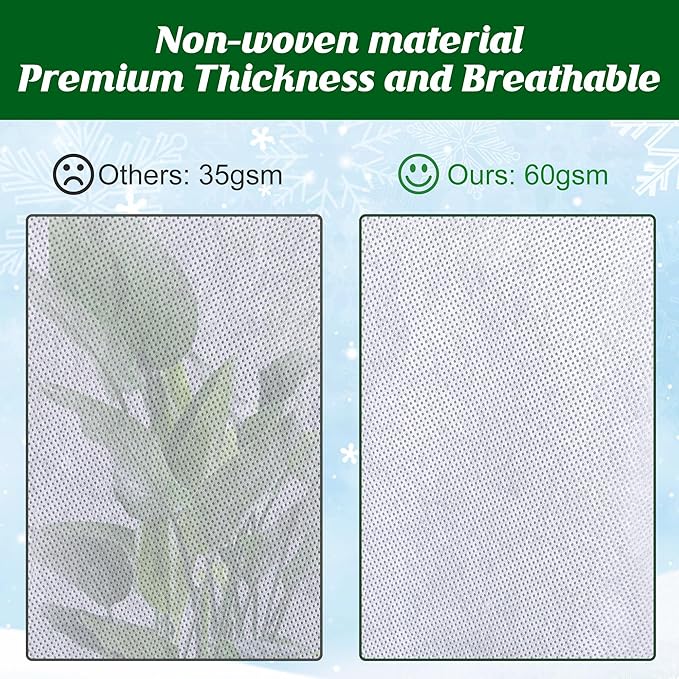 Alpurple 3 Packs Winter Drawstring Plant Covers - 47" X 31.5" Warm Plant Protection Cover Bags