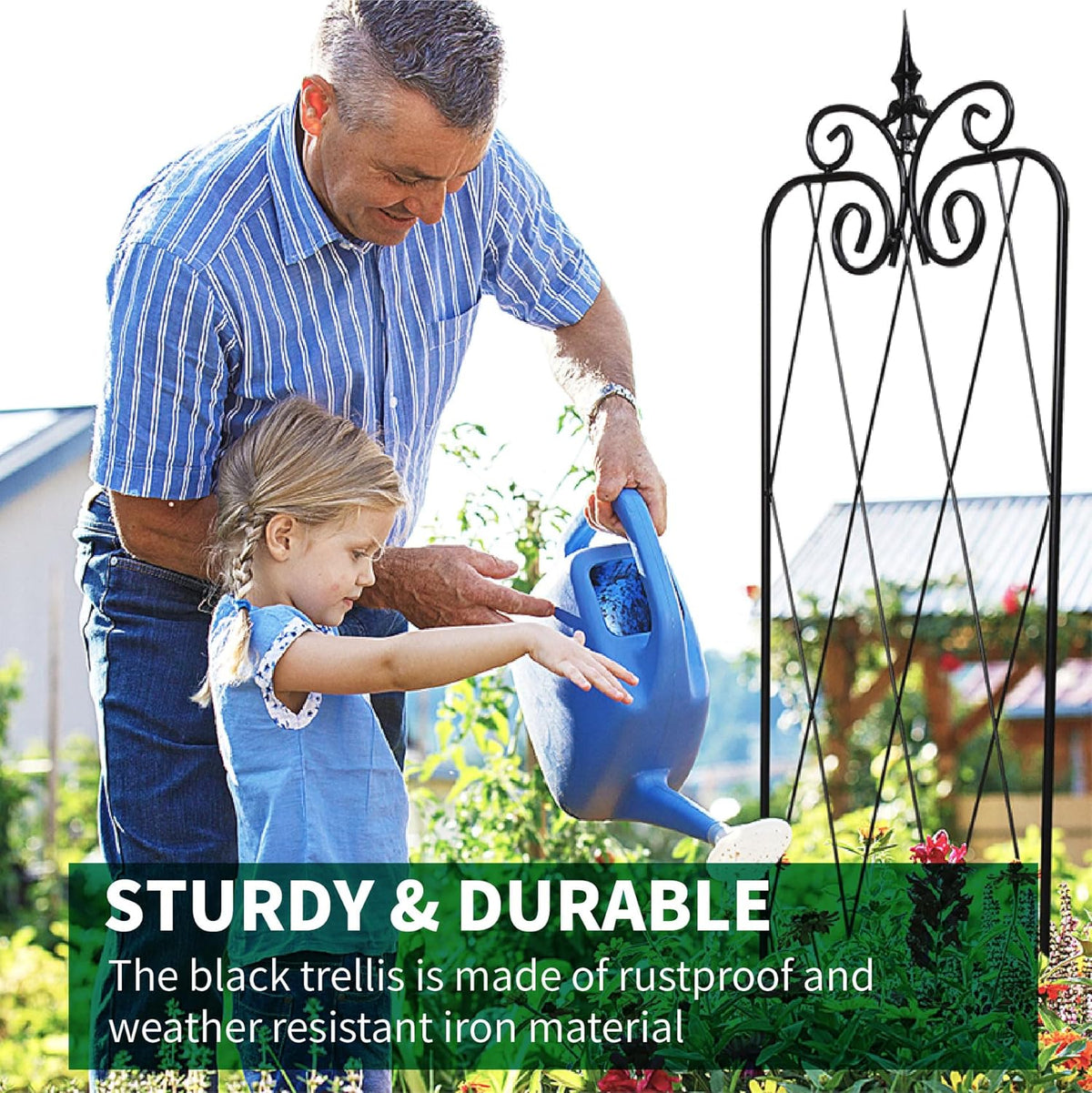 2 Pack 71" H x15 W Trellis,Black Garden Trellis for Climbing Plants Outdoor Metal Frame Sturdy