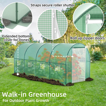 Greenhouses for Outdoors Heavy Duty 15 x 7 x 7 FT Portable Greenhouse for Winter with 8 Ventilated