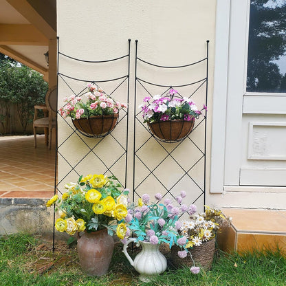 45.3" H x 15" W Metal Garden Trellis for Climbing Plants, Black Iron Trellis for Vines Plant Rose