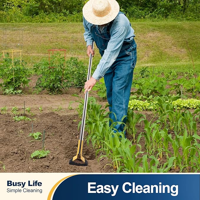Yocada Hoe Garden Tool Hoe 61” Long Handle Stainless Steel Hoe Heavy Duty for Weeding Grass Roots