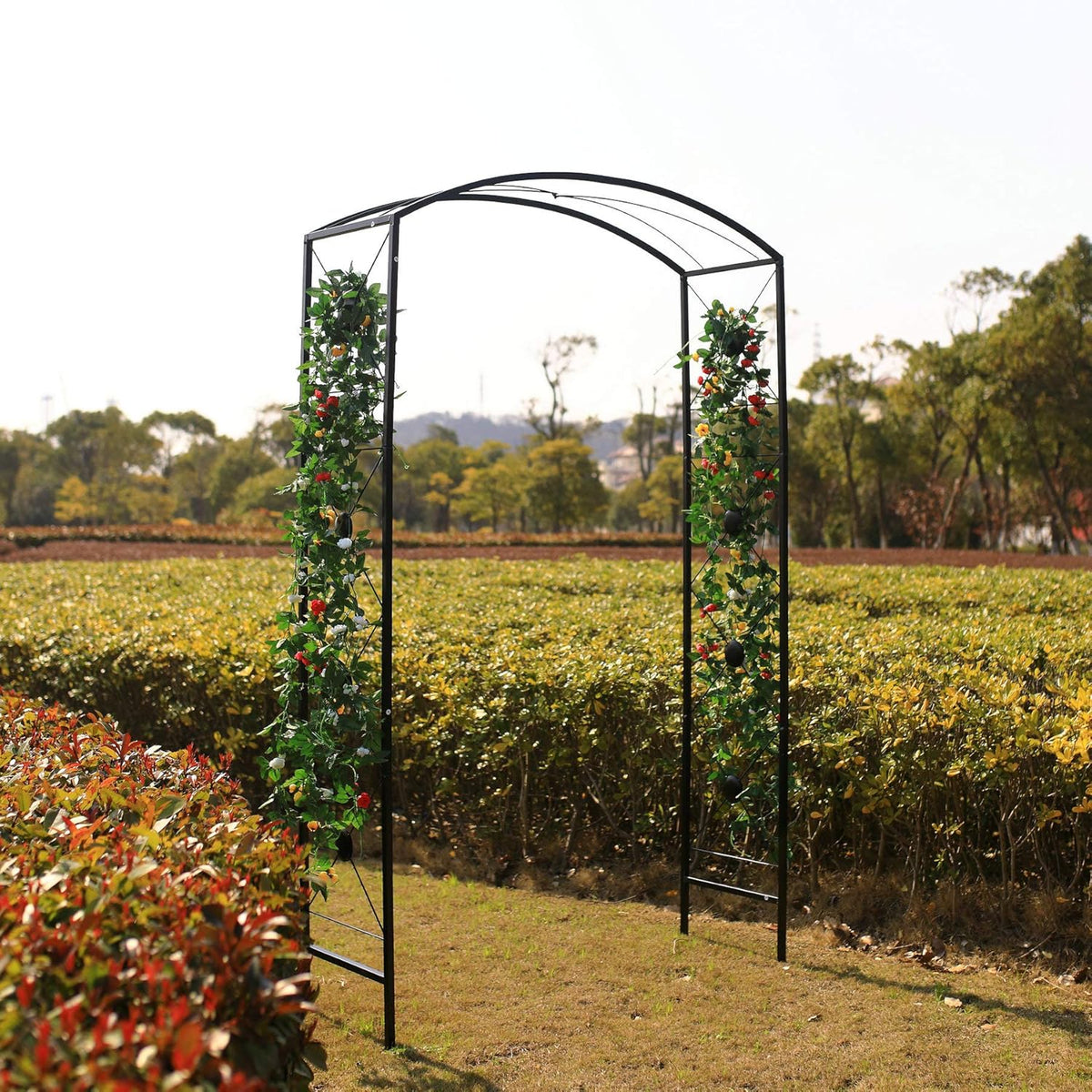 Steel Garden Arch, 7'6" High x 4'7" Wide, Garden Arbor for Various Climbing Plant, Outdoor Garden