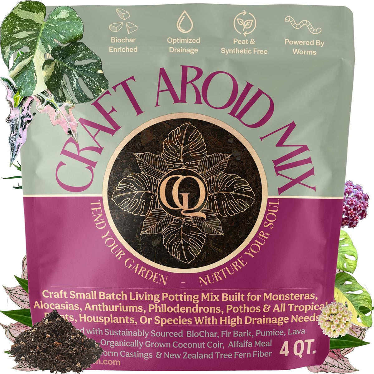Craft Aroid Potting Mix- Elite Organic Alocasia, Philodendron, Monstera Soil Mix, Chunky, Well