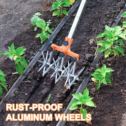 Rotary Cultivator Garden Rotary Tiller Adjustable Stainless Steel Poles Hand Tiller for Soil Mixing