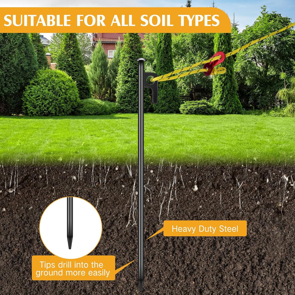 Sintuff 36 Pcs Heavy Duty Tree Stake Kits Stake and Support for Young Leaning Tree Anchor