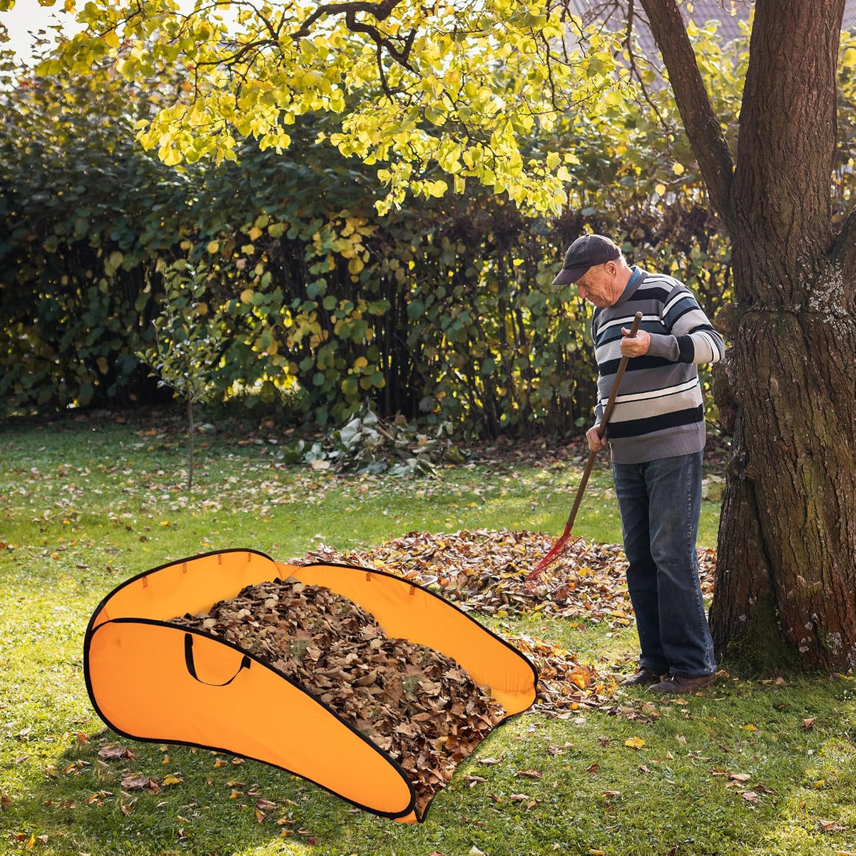 2 Pcs 140 Gallon Pop up Leaf Collector, Foldable Lawn Leaf Pick Up Bag Tool, Large Yard Dustpan