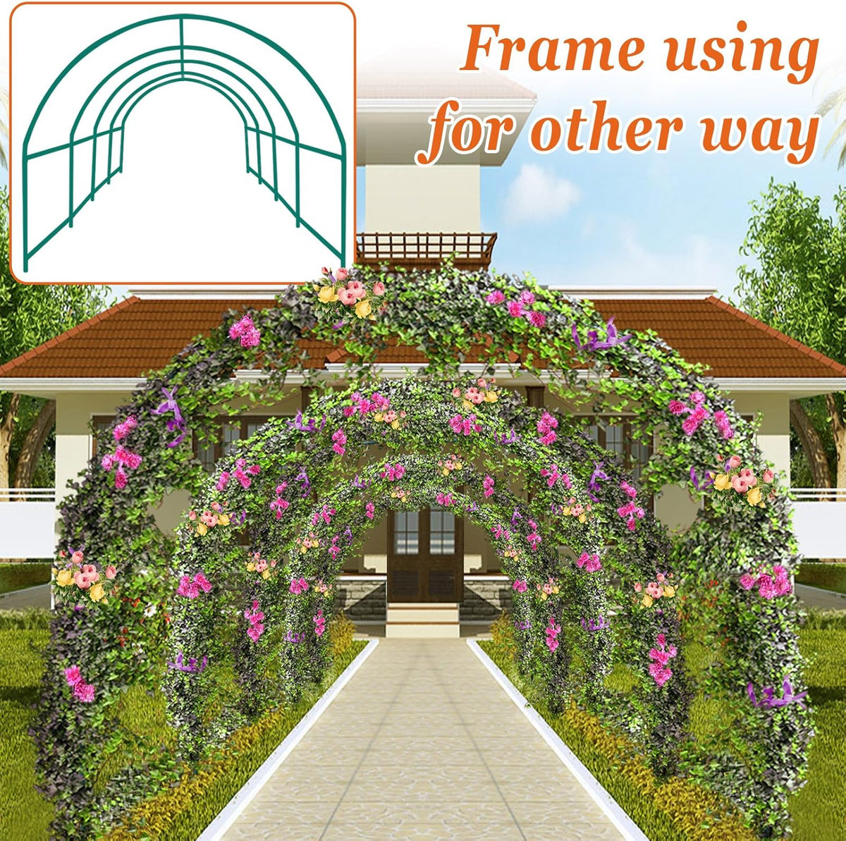 Strong Camel Greenhouse Replacement Frame for 16' X 7' X 7' Larger Hot Garden House , Support Arch