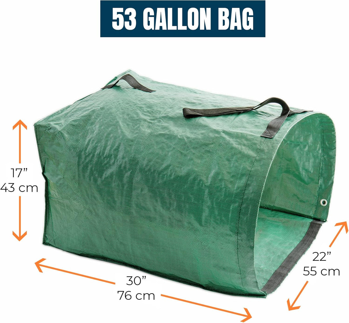 MEKKAPRO Big Gulp Leaf Bags, 2-Pack Lawn Bags with Reinforced Handles, 53 Gallon, Reusable Yard