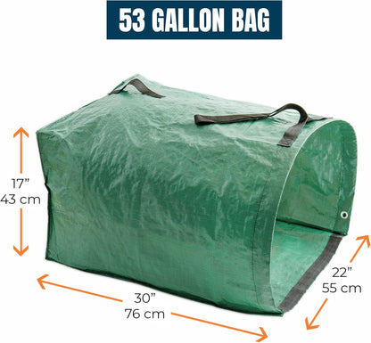 MEKKAPRO Big Gulp Leaf Bags, 2-Pack Lawn Bags with Reinforced Handles, 53 Gallon, Reusable Yard