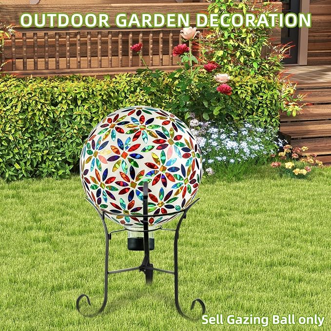 VOREEN Mosaic Glass Gazing Ball Outdoor Gazing Globe, Handmade Reflective Ball Yard Decoration for