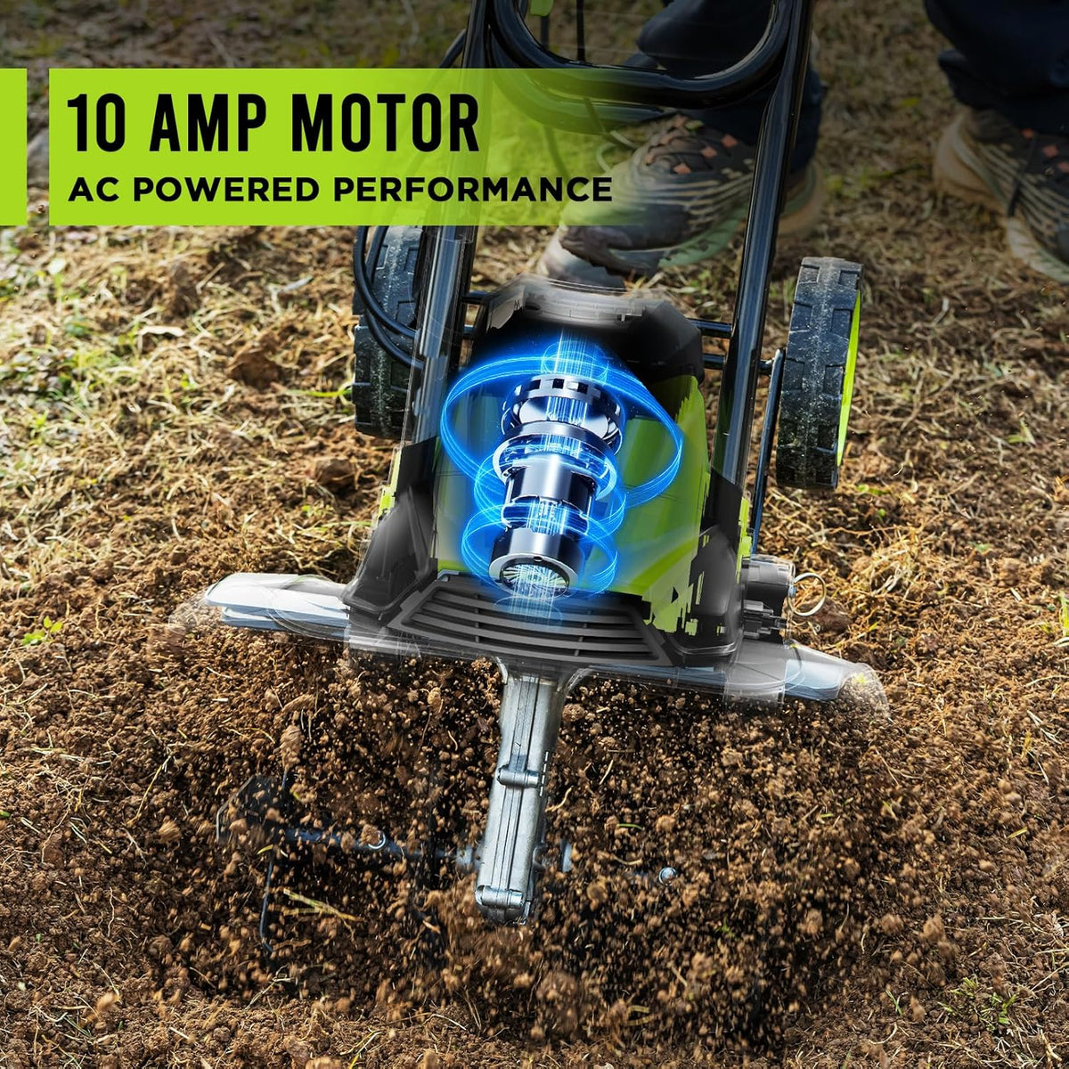 STEELITE 14-Inch Corded Electric Tiller, 10 Amp Powerful Garden Cultivator for Soil Preparation and