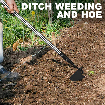 Warren Hoe, Carbon Steel Triangle Garden Hoe with Stainless Steel 57" Adjustable Long Handle, Heavy