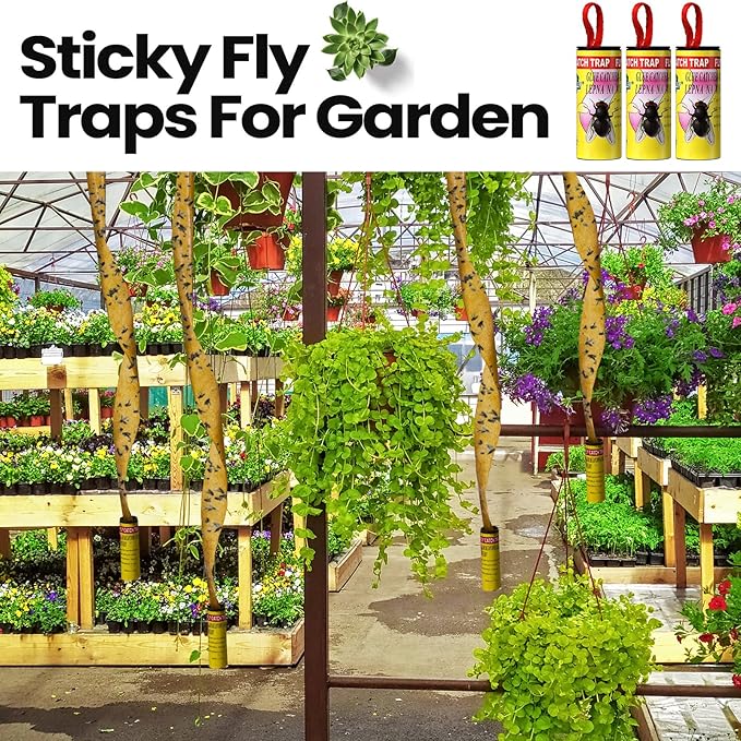 Qualirey 160 Pack Fly Strips Sticky Fly Trap Indoor Outdoor Hanging Fly Ribbon Tape Paper Flying