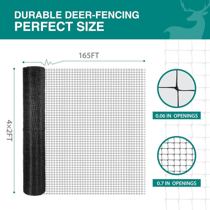 FRUITEAM 8ft×165ft Deer-Fence,Deer-Netting for Garden,Wildlife Netting,Heavy Duty Garden Fencing