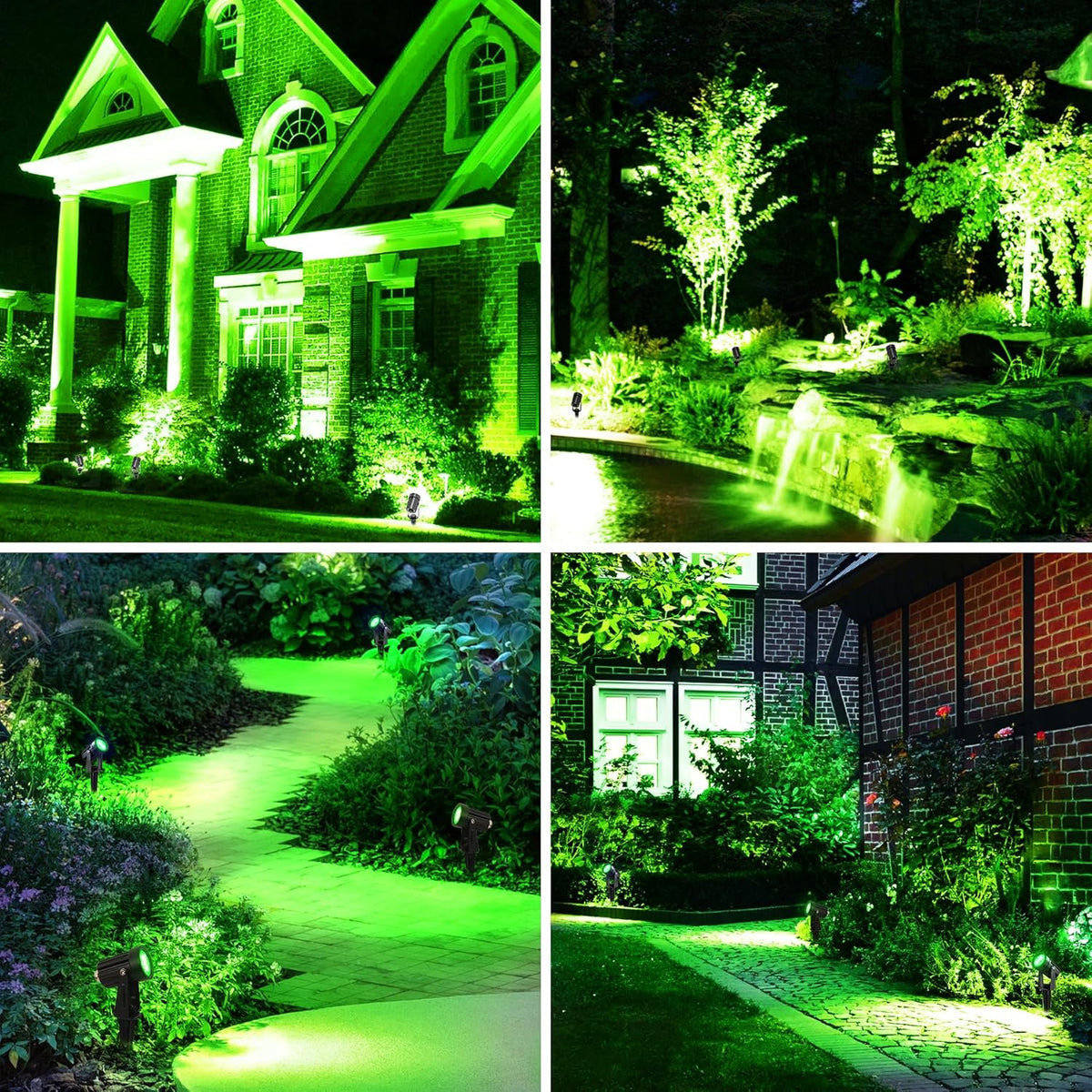 Green Solar Spot Lights Outdoor, 2 Pack Solar Landscape Spotlights IP65 Waterproof 9.8ft Cable