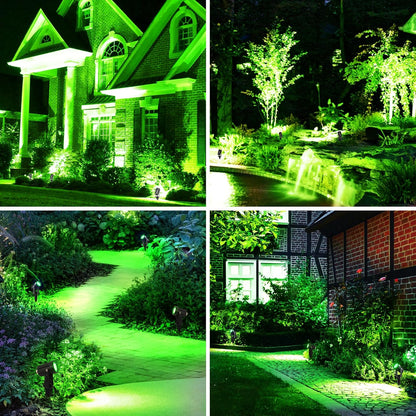 Green Solar Spot Lights Outdoor, 2 Pack Solar Landscape Spotlights IP65 Waterproof 9.8ft Cable