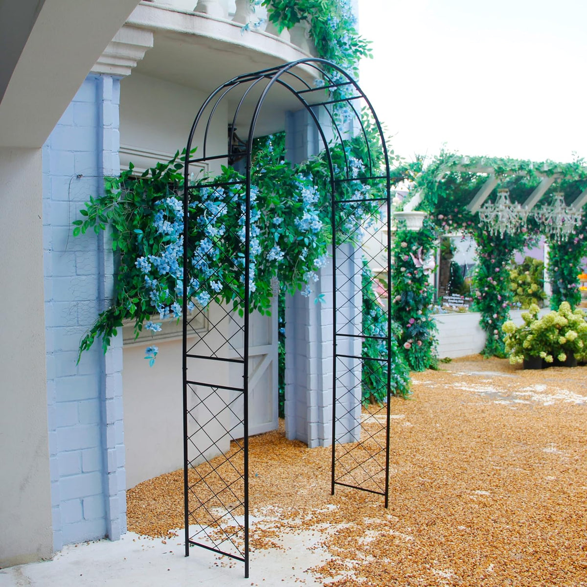 Garden Arbor 7.9 Ft High x 3.8 Ft Wide Sturdy Metal Archway with Ground Stakes to Enhance Stability