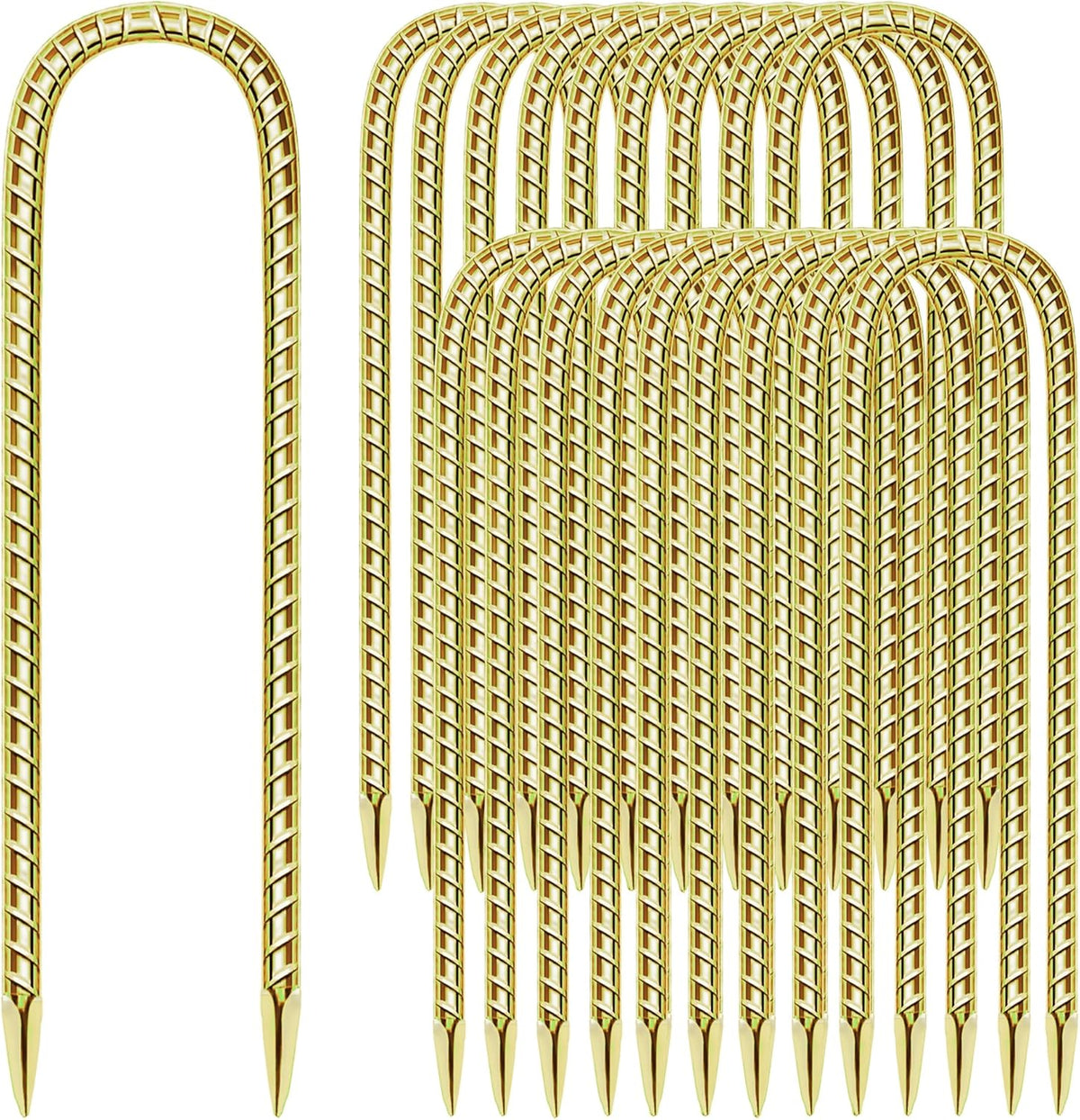 22 Pack 12 Inch Rebar Stakes Anti-Rust Galvanized Steel U Shape Hook Strong Ground Anchors for