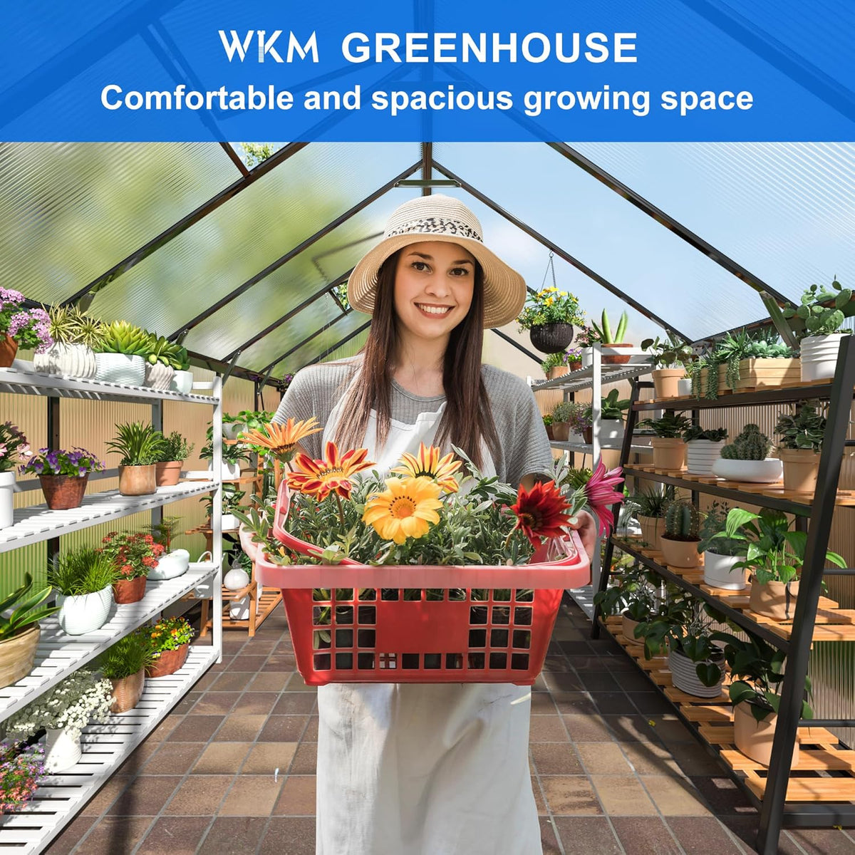WKM 8x12 FT Greenhouse for Outdoors, Quick-fit Structure Green House with Window for Ventilation
