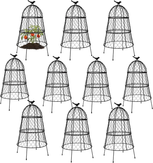 Pack of 10 Heavy-Duty Chicken Wire Plant Cloches – Rustproof Garden Protectors and Plant Cages for