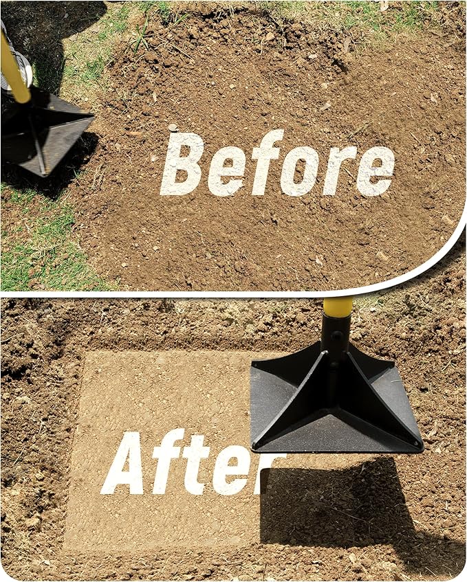 8"x8" Steel Tamper with 48" Handle, Heavy Duty Hand Compactor Tool for Leveling Soil, Gravel, Sand
