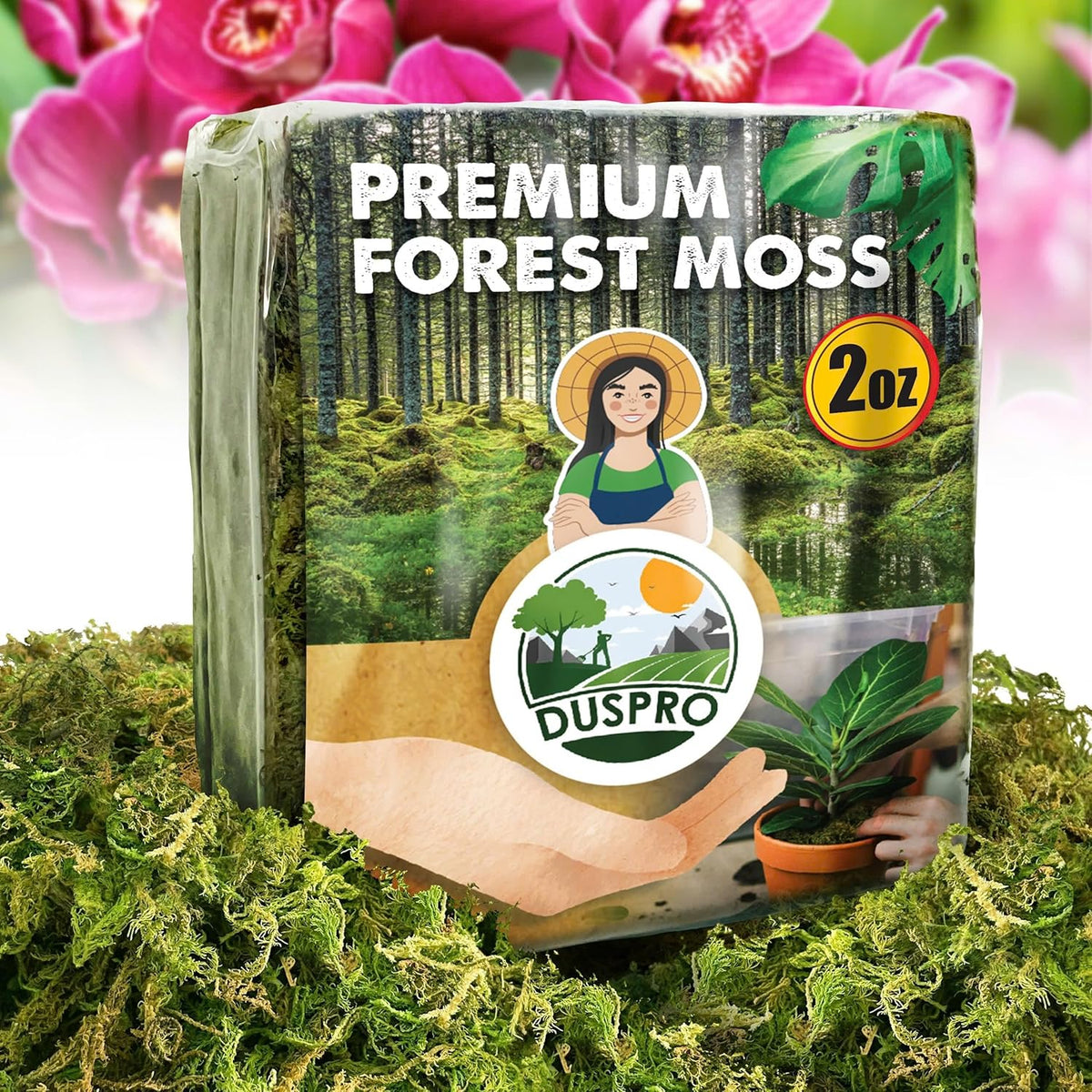 DUSPRO Dried Moss for Potted Plants, Forest Orchid Moss for Potting Mix, Sphagnum Potting Moss for