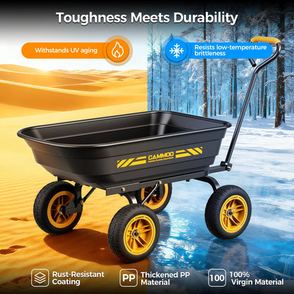 CAMMOO 10 Inch No-Flat Tires 600 lb Garden Dump Cart 4 Cu.Ft.