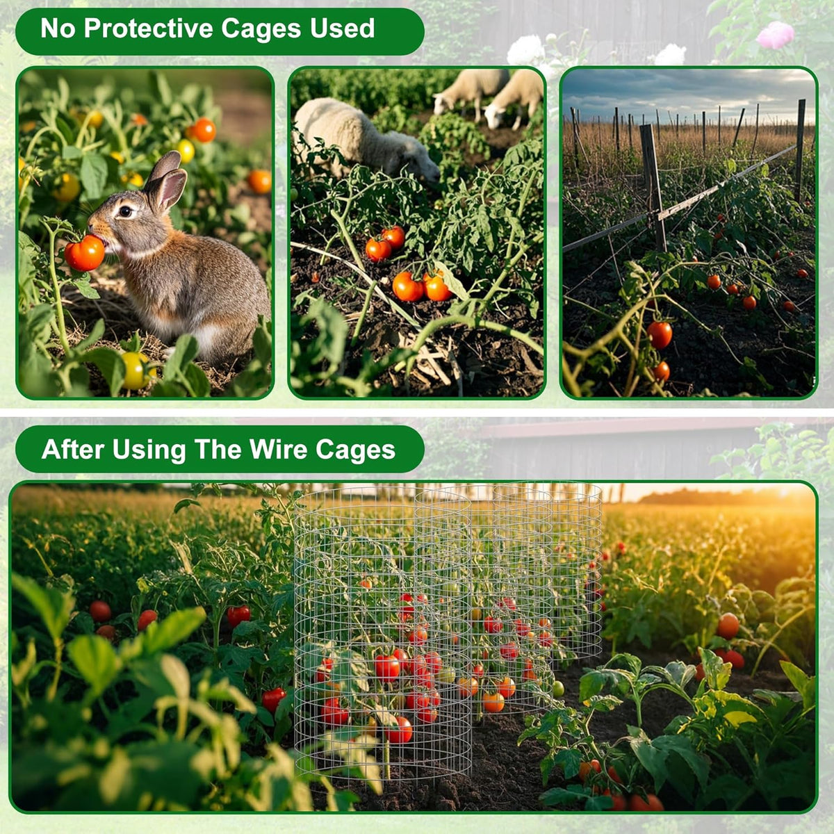 winemana 12 Set Garden Plant Protector Cage, 16x12 in Metal Wire Protectors for Plants, Protection