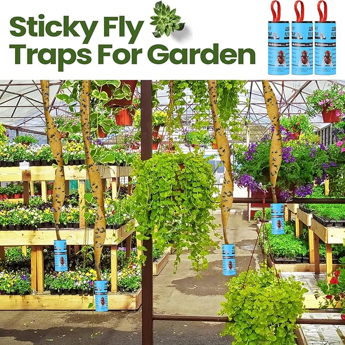 Qualirey 160 Pack Fly Strips Sticky Fly Trap Indoor Outdoor Hanging Fly Ribbon Tape Paper Flying