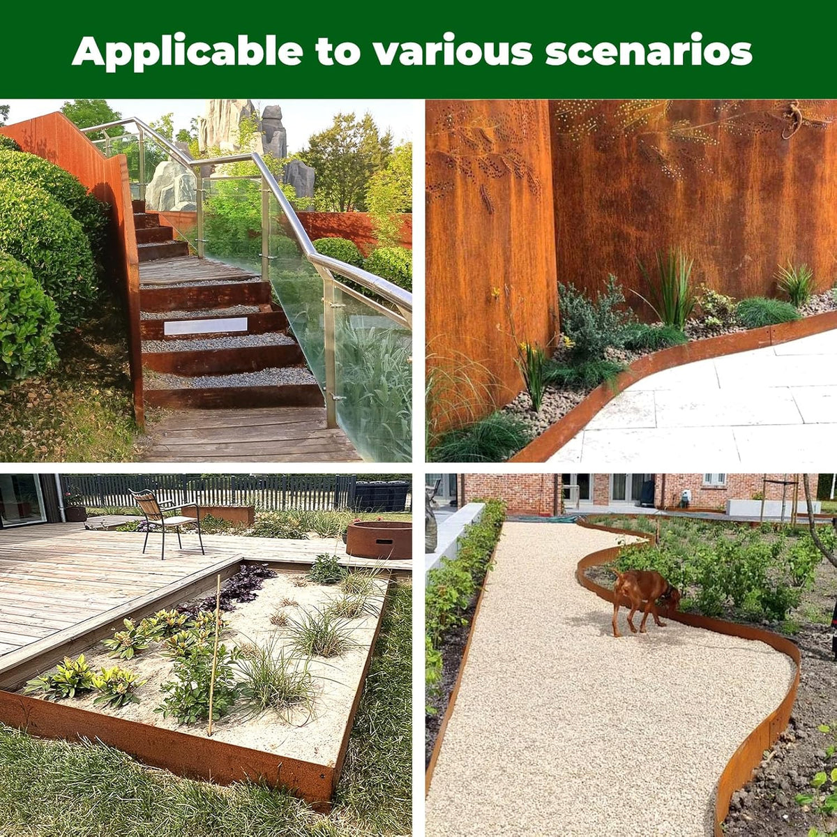 Cor Ten Steel Metal Landscape Edging 40 inch with Top Bending Protection Pre-Rusted Cor Ten Steel