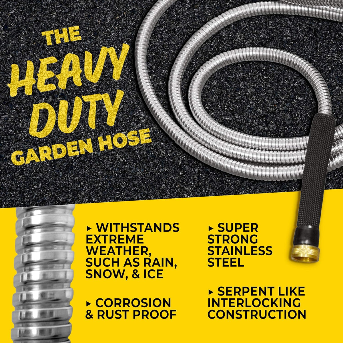 Bionic Steel PRO 100 Ft Garden Hose with Nozzle, Premium 304 Stainless Steel Metal Water Hose 100Ft
