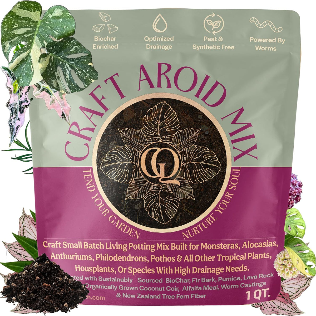 Craft Aroid Potting Mix- Elite Organic Alocasia, Philodendron, Monstera Soil Mix, Chunky, Well