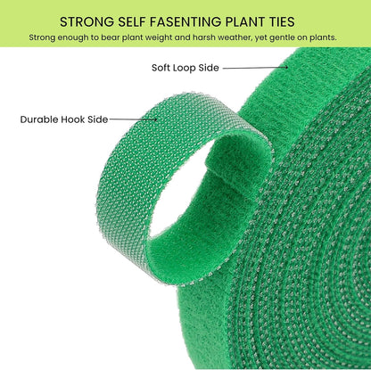Reusable Plant Ties for Climbing Plants Hook and Loop Green Nylon Plant Straps Tape Double Sided