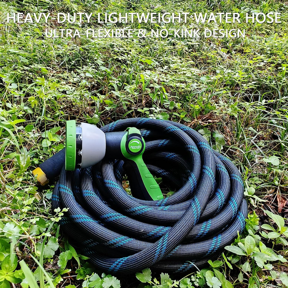 Garden Hose 50FT, NON-EXPANDABLE Heavy-Duty Flexible & Lightweight Water Hose with 10-Function