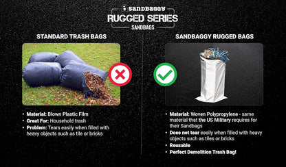 Sandbaggy Large Sandbags - Size: 31" x 45" - Thick Heavy Duty Contractor Bags, Heavy Duty Garbage