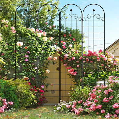 4 Pack Metal Garden Trellis 86.7" H Garden Fence Rustproof Trellis for Climbing Plants Support