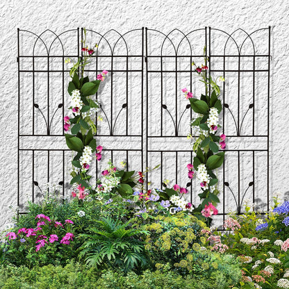 4 Pack Metal Garden Trellis 71" Black Fence Rustproof Garden Trellis for Climbing Plants Support