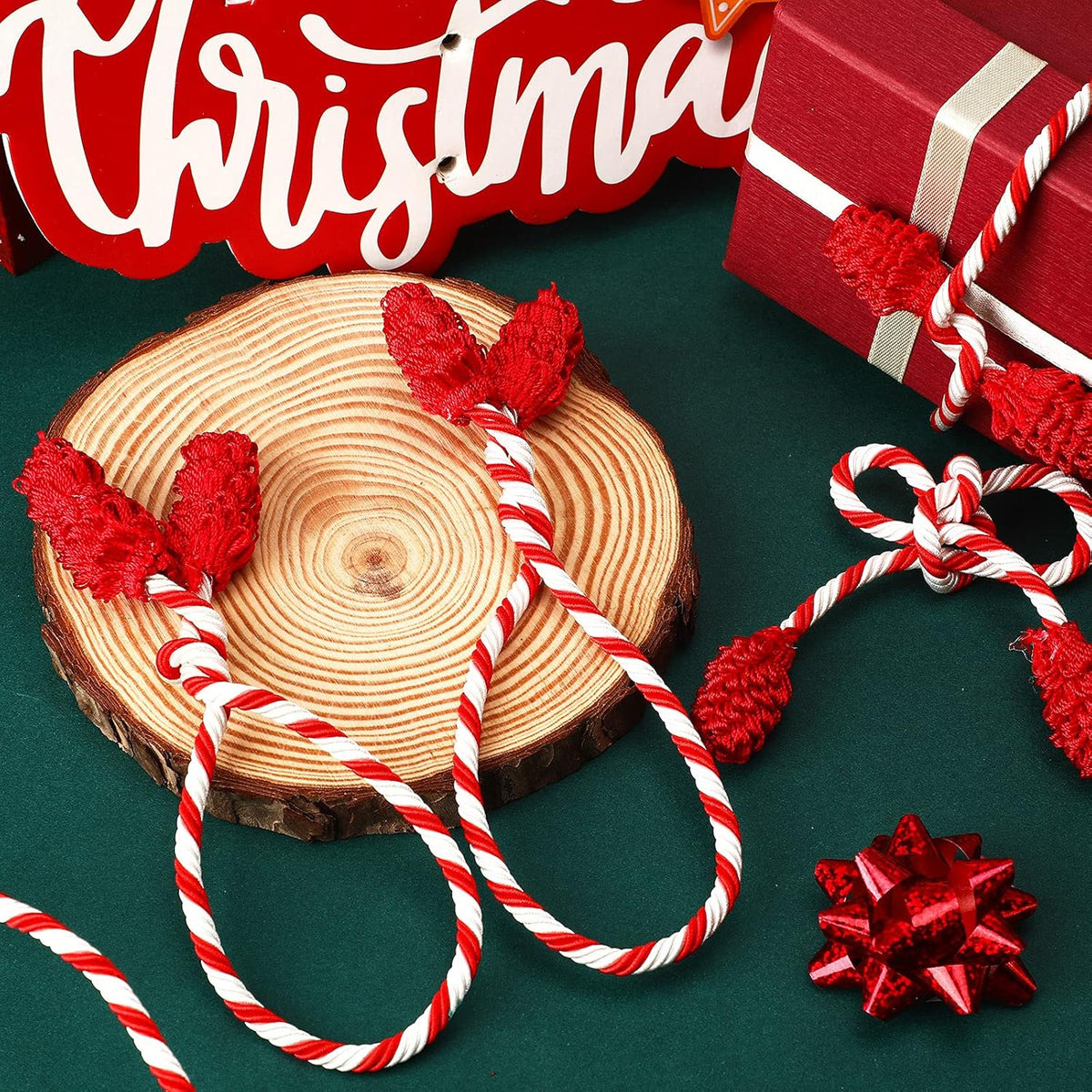 Shappy 12 Pieces Christmas Garland Banister Ties Christmas Decorative Reusable and Flexible Twist